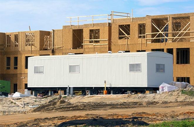 construction workers meeting at office trailers on rent in Liverpool, NY